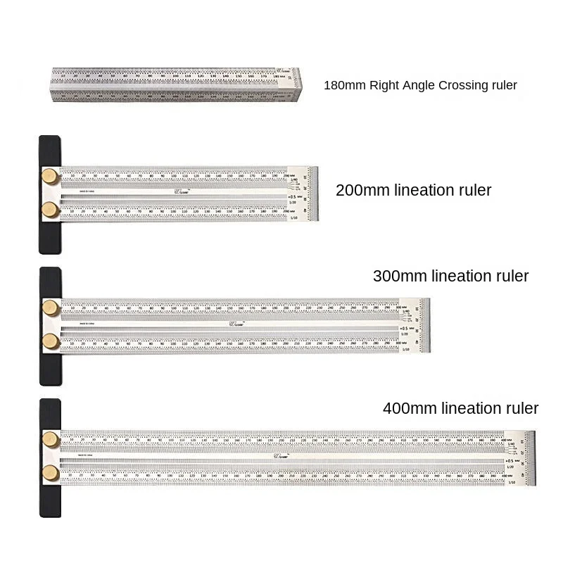 Stainless Steel High-Precision Scale Ruler T-Type Hole Ruler Woodworking Scribing Mark Line Gauge Carpenter Measuring Tool