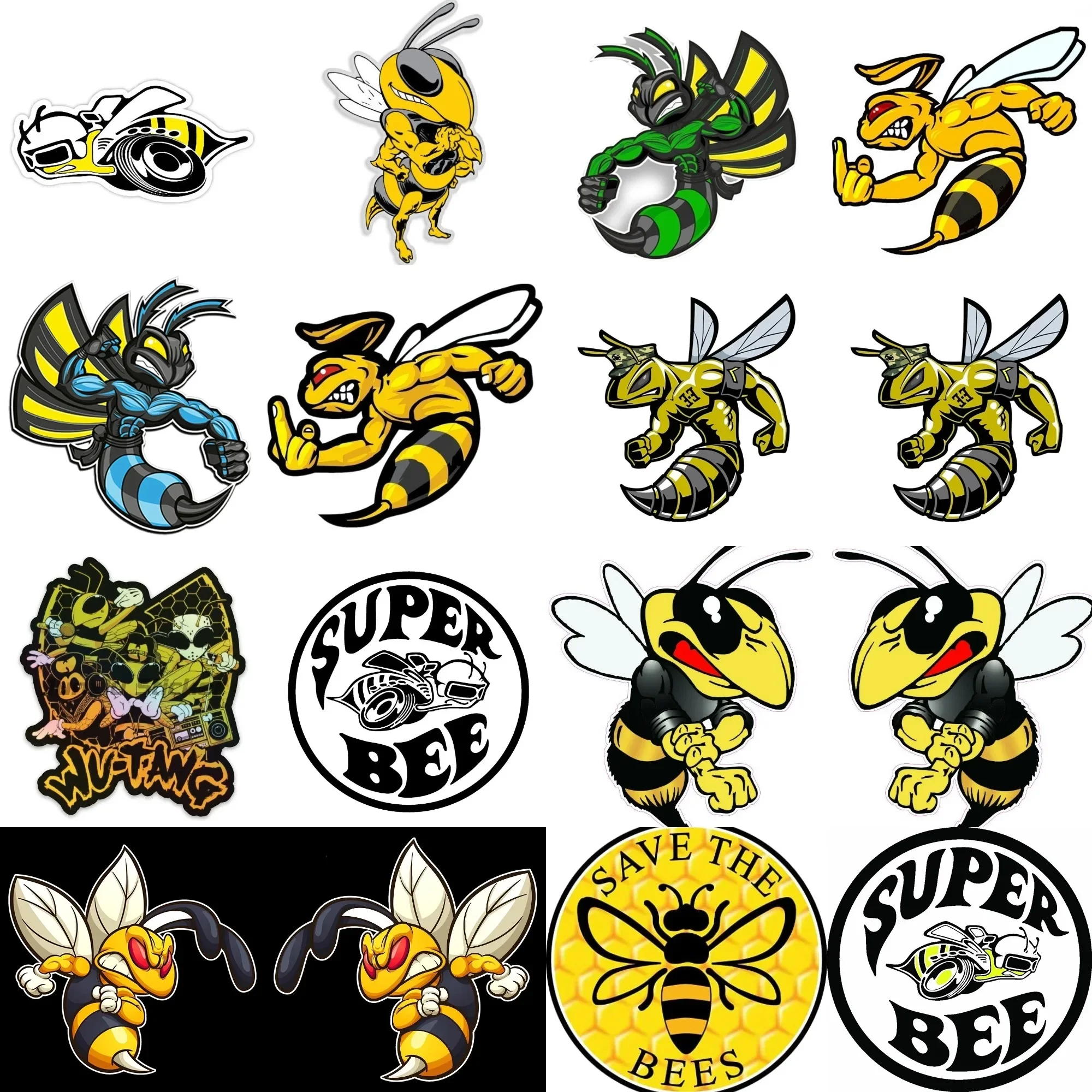 

Angry Bee Super Bee Creative PVC Sticker for Decoration Car Wall Room Bicycle Motorcycle Fridge Window Decal Accessories