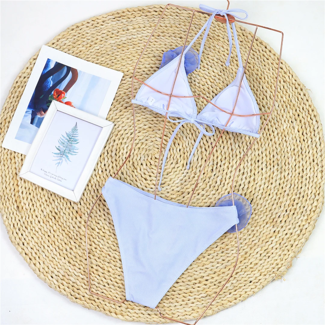 3D-Blumen-Neckholder-Bikini, Damen-Badeanzug, zweiteiliges Bikini-Set, weiblicher Badeanzug, brasilianischer, gepolsterter Badeanzug, Badebekleidung, Schwimmanzug V6391 – Detail 9