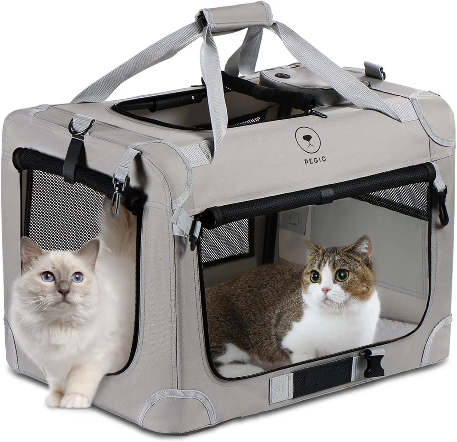 

Portable Soft Sided Pet Carrier Bag, 2 Cats Large Backpack, Travel and Outdoors, 24 "L x 16" W x 16 "H