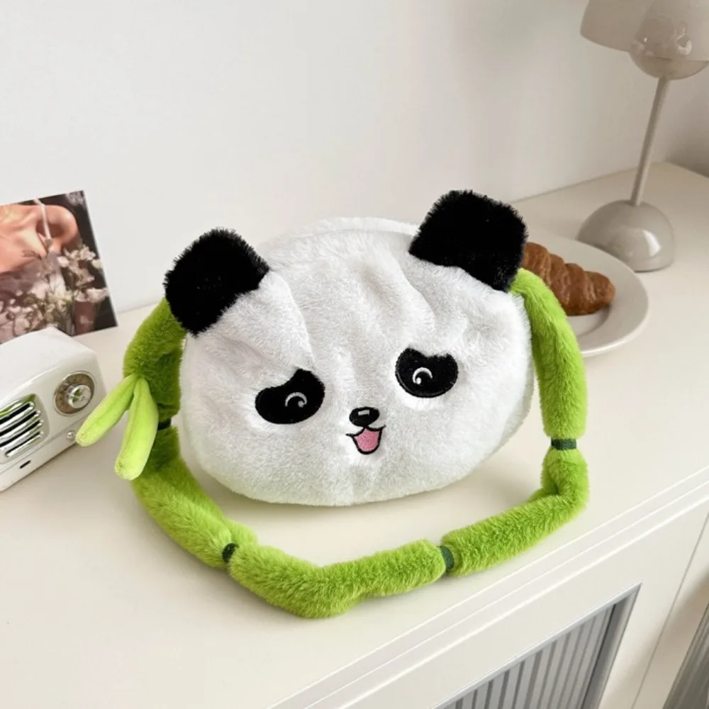 Lässige Cartoon Plüsch Panda Tasche große Kapazität grünen Riemen Tier Umhängetasche Spielzeug niedlichen weichen Puppe Handtasche Schule