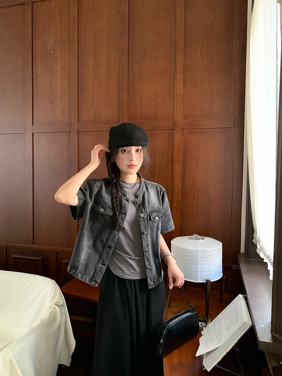 

Waed White Vintage Wed Quali Cotton Wear Resistant Denim Jaet Silk Han Hanma Denim Dr High Waist Straight Tube S...