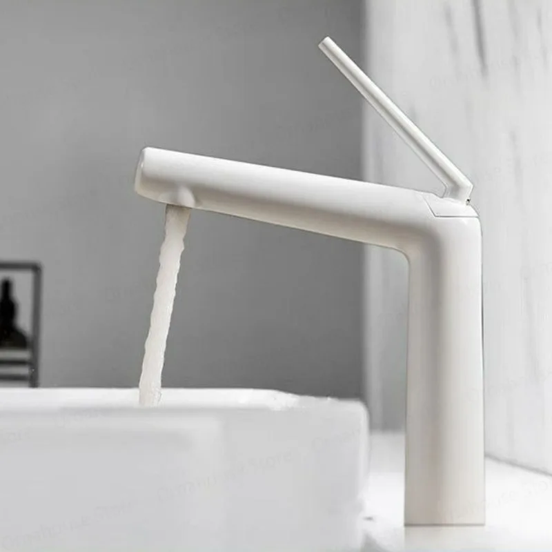 

Milky White Tap Brass Hot and Cold Crane Sink Mixer Single Lever Sink Faucet Water Faucet Crane Deck Mounted Sink Faucet