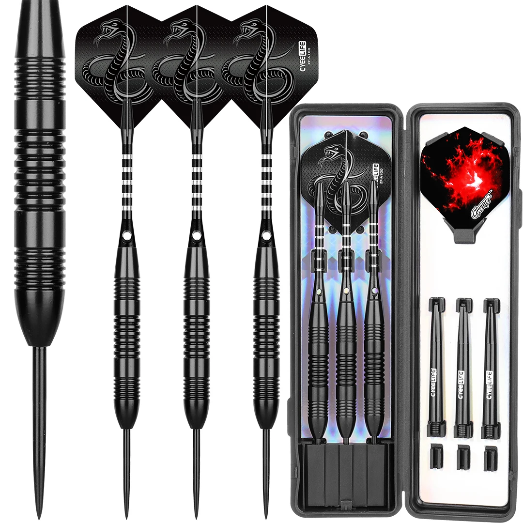 CyeeLife Professional Point Barrel Darts Needle Indoor Sports Games 21g Standard Steel Tip Darts Case Aluminum Shafts Flight Set