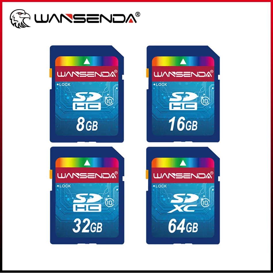 Hot sale Wansenda Full size SD card 64GB 32GB 16GB SDHC Card SD Card flash Memory Card 8GB 4GB universal for digital camera