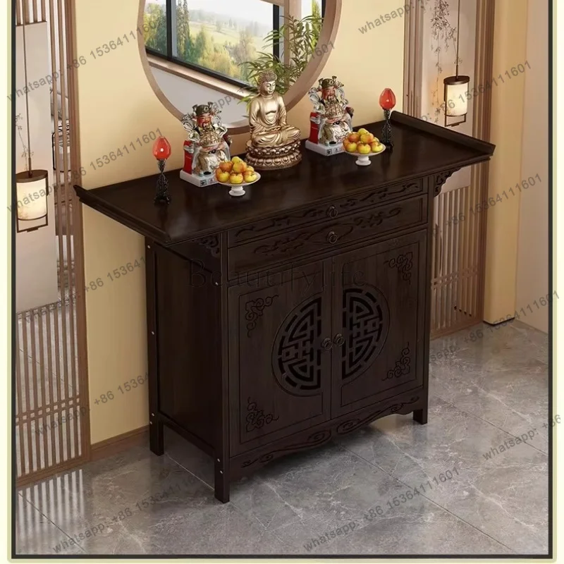 YJ New Chinese Style Buddha Shrine Cabinet Stand Altar Table for Home Worship Feng Shui Decor