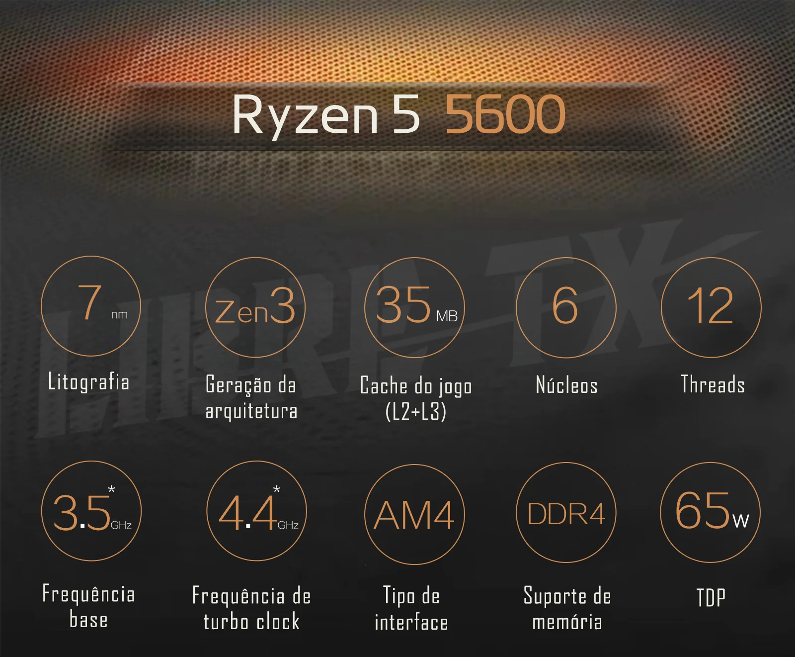 LibreTx Processador Ryzen 5 5600 CPU para Jogos Soquete AM4, Estoque no Brasil