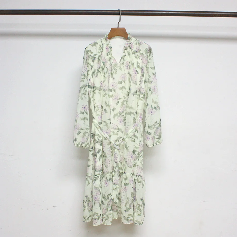 Withered Long Sleeved Lace Up Temperament, Floral Tea, French Style Dress, Rustic Light And Mature Style, Paired With A Dress