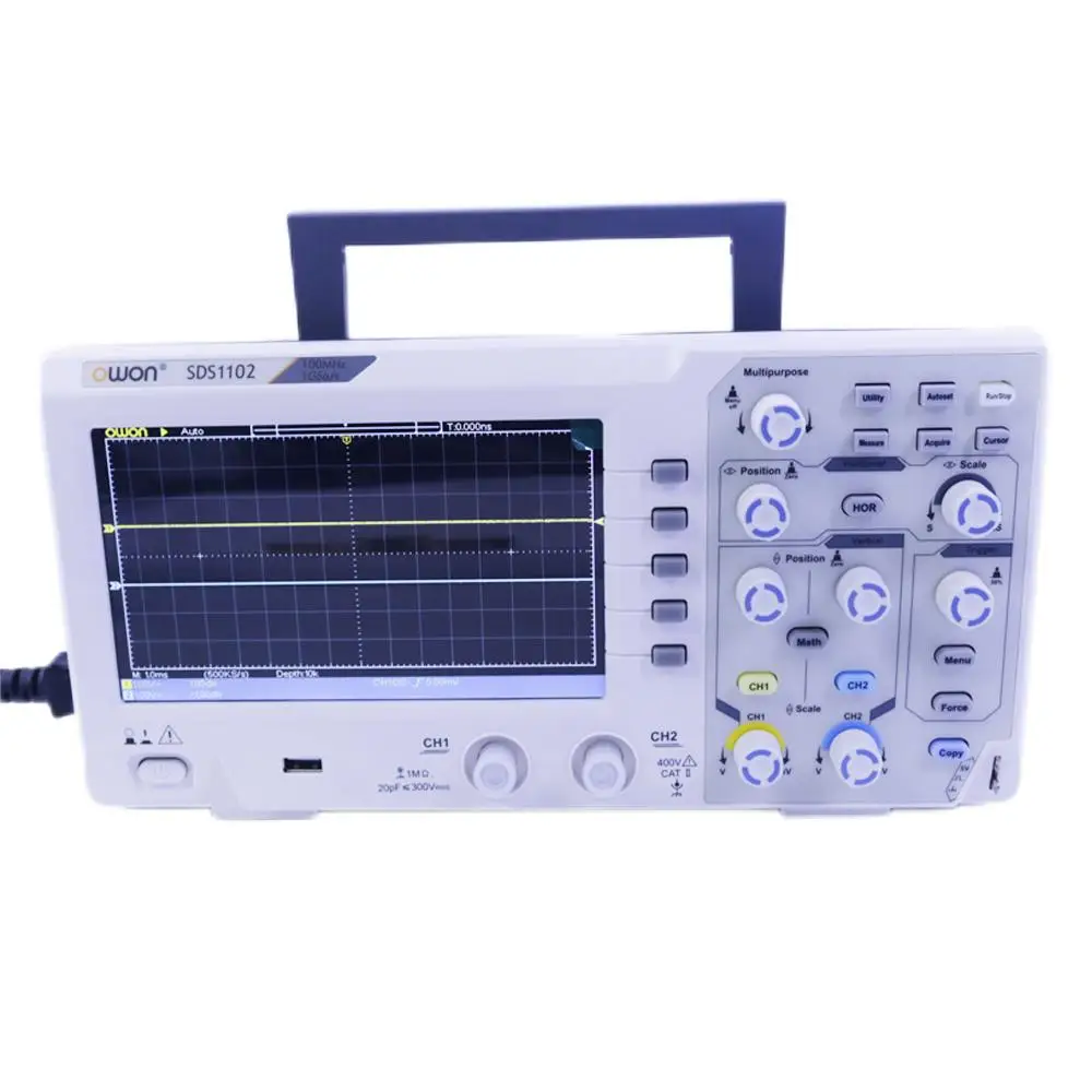 OWON SDS1102 Digital Storage Oscilloscope 100MHz 1GS/s 2 Channels with 7