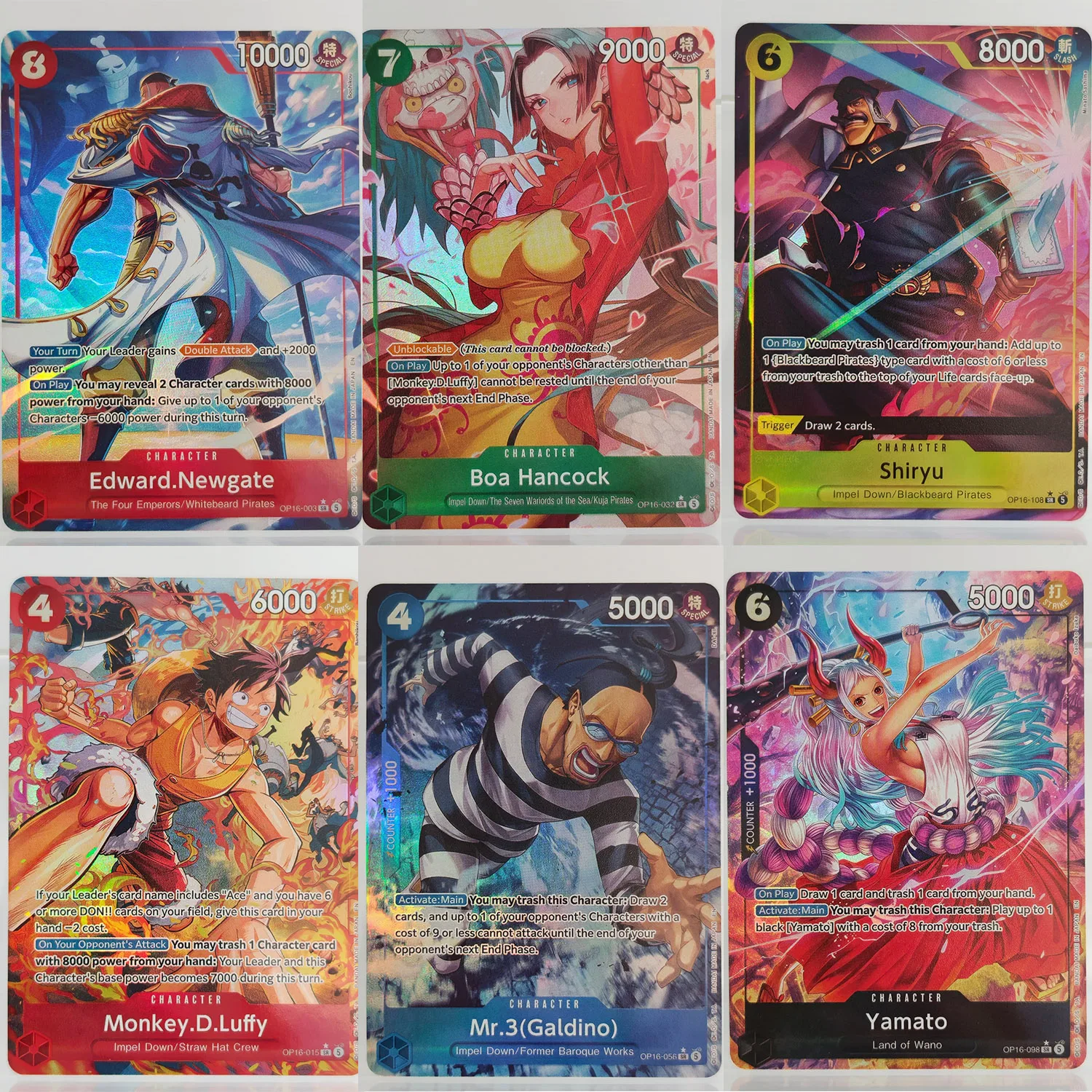 Selbstgemachte Proxy One Piece Englische Sammelkarten: Yamato, Hancock, Luffy, Ivankov, Galdino, Newgate, Shiryu, Sakazuki OP-16 Spielkarten-Sammlung