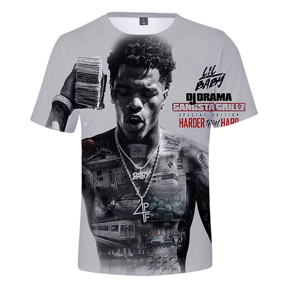 

2023 Hot Sale Rapper Lil Baby 3D Printed Harajuku T Shirt Unisex Summer Short Sleeve T-shirt Casual Streetwear Oversized Tops