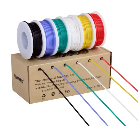 Flexible Silicone Wire 24 AWG – 6 Colors 30ft Each, Tinned Copper For Electronics Projects