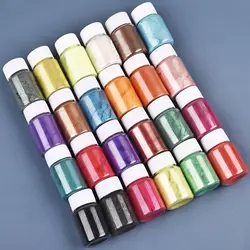 24 Coloers 10g Pearl Powder UV Epoxy Resin Dye Mica Powdered Pigment Nail Art Pigment Filler For Resin Jewelry Making DIY Crafts