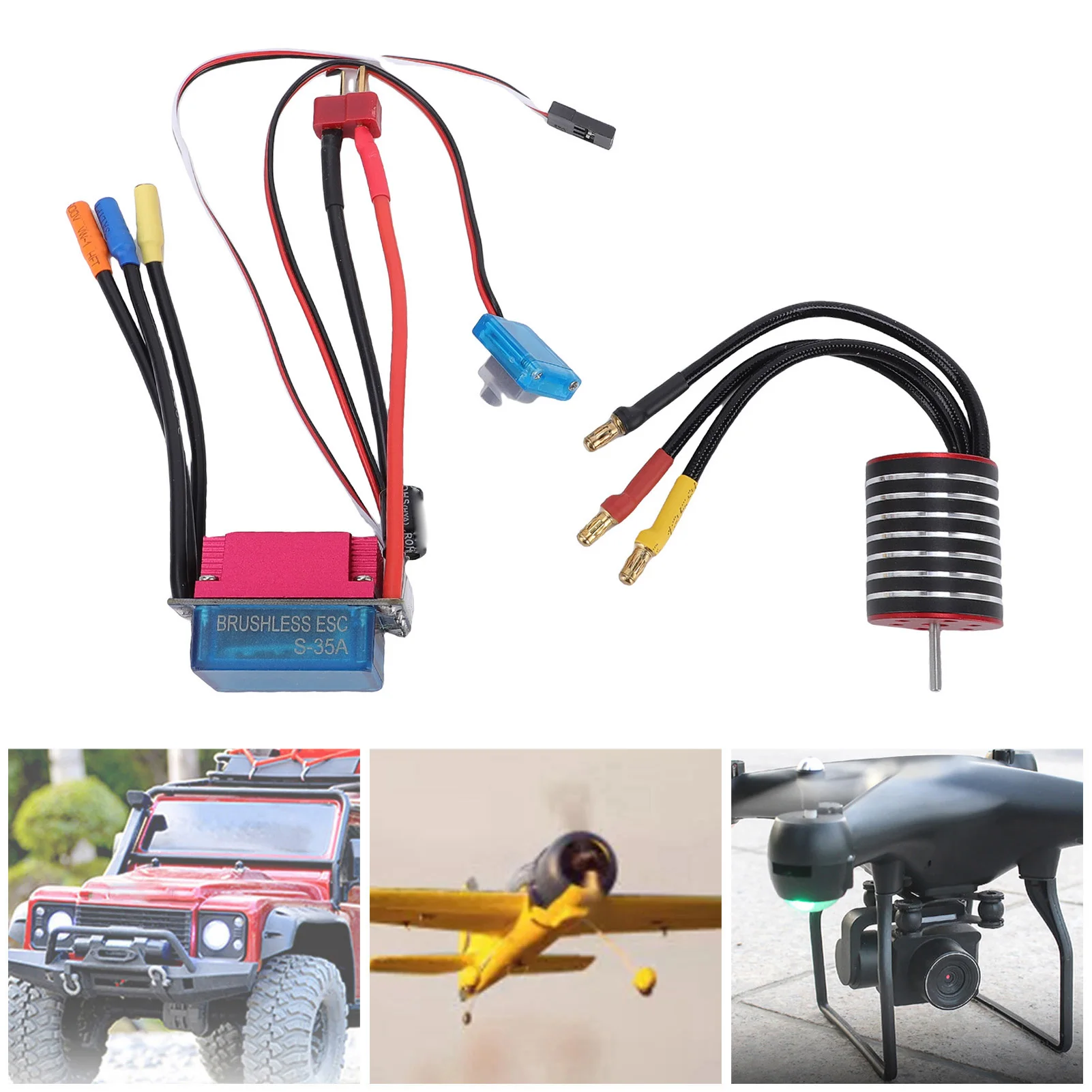 

RC Car Motor High Speed RC Car Brushless Motor Water Proof Brushless Motor with 35A Brushless ESC for 1/18 1/16 1/14 RC Cars