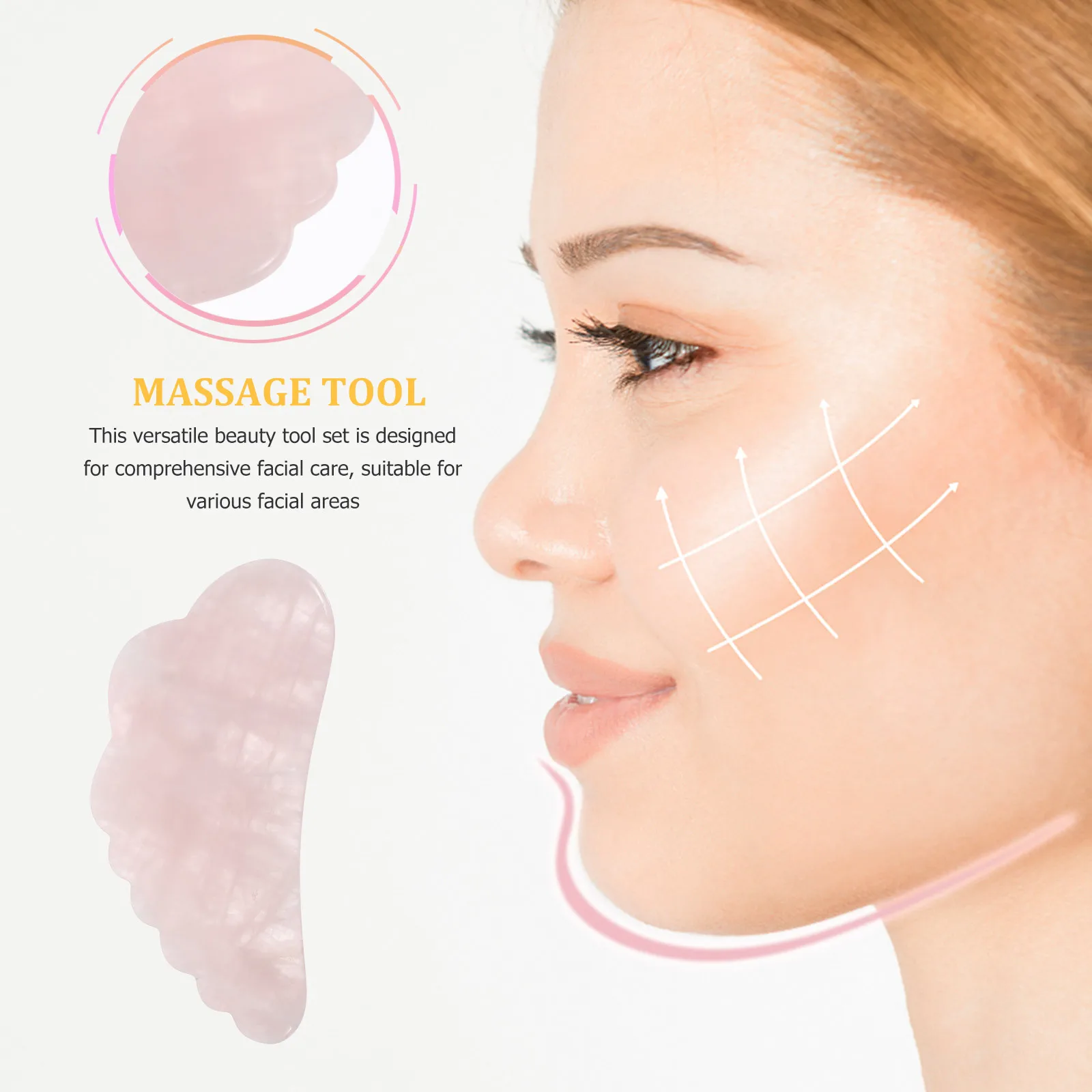 Raschietto in cristallo rosa Strumento per la cura del viso in cristallo naturale Texture liscia Massaggio sicuro per la terapia della spalla dell'occhio del collo del viso