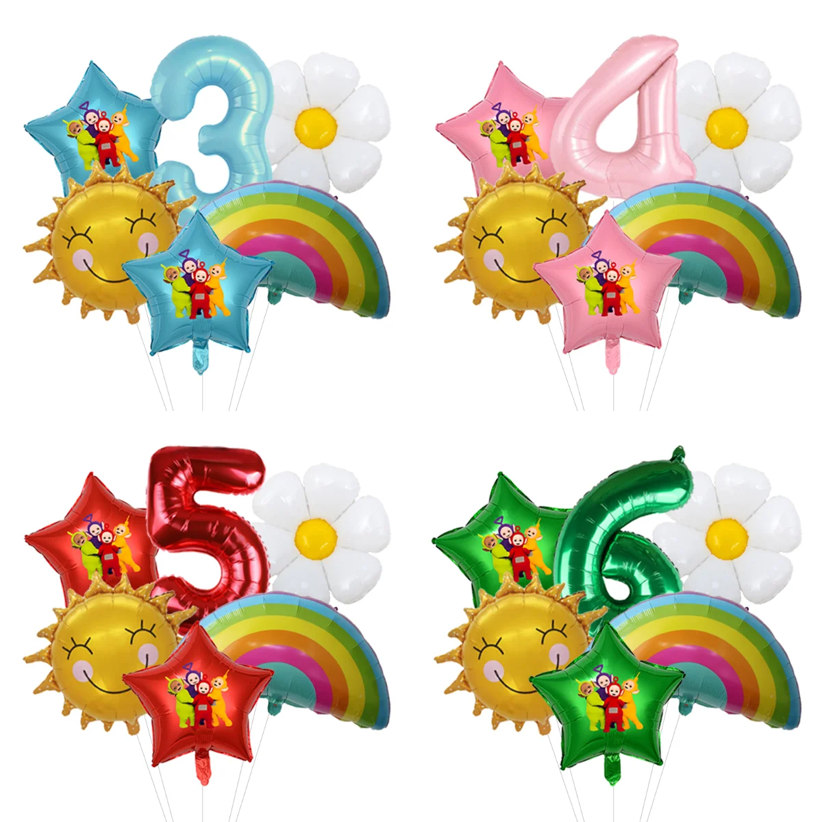 Teletubbies Foto-Szenen-Ballon-Set Folienfiguren-Ballons Latex-Globos Kleinkind-Geburtstag Foto-Deko-Kit