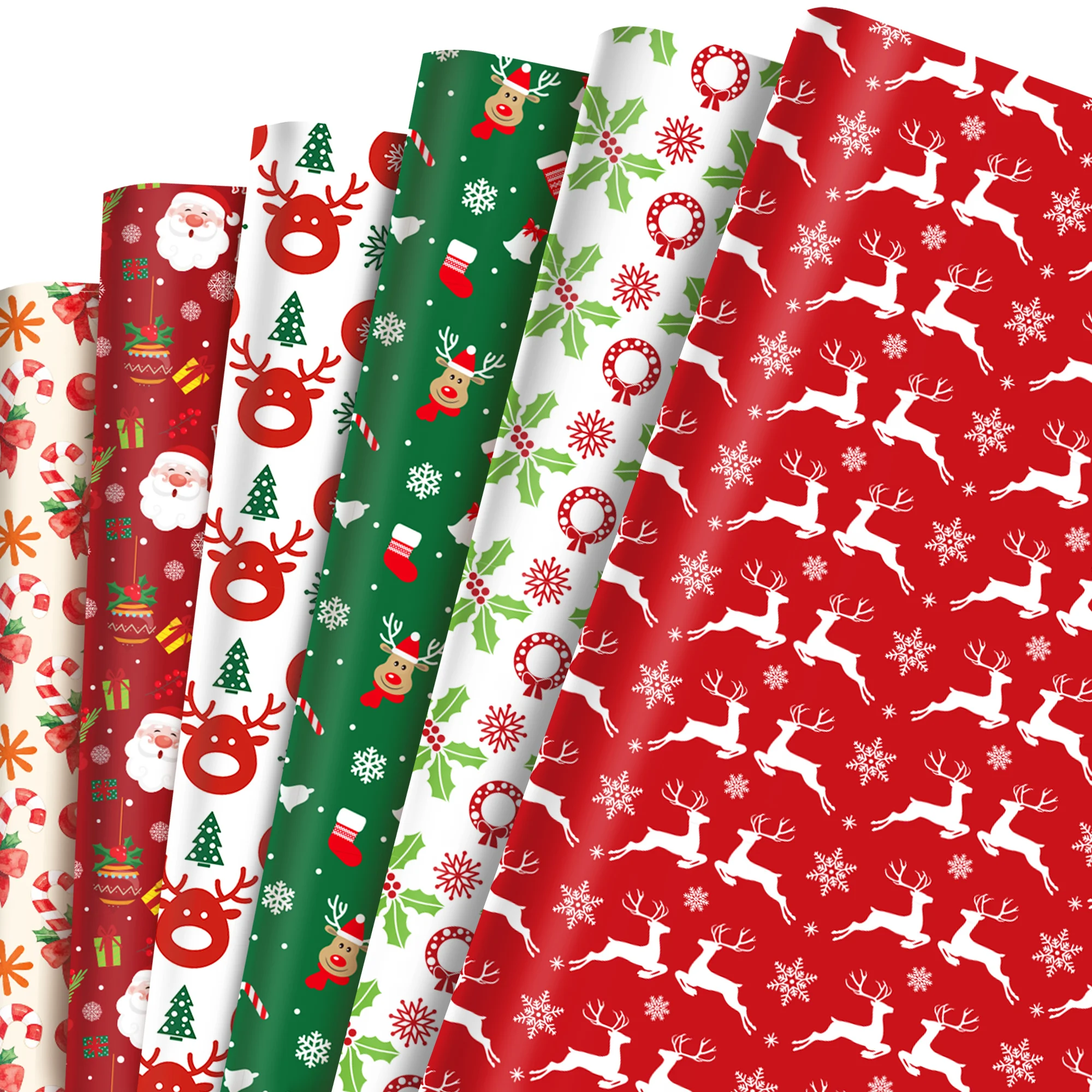 6/12 Stück Weihnachts-Geschenkpapier mit Weihnachtsmann-Motiv, dekoratives DIY-Verpackungspapier für Weihnachtsfeiern