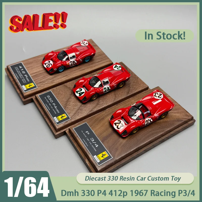 

New In Stock 1:64 Dmh 330 P4 412p 1967 Racing P3/4 Resin Car Limited Edition Diecast 330p4 Ornaments Custom Toys Kids Christmas