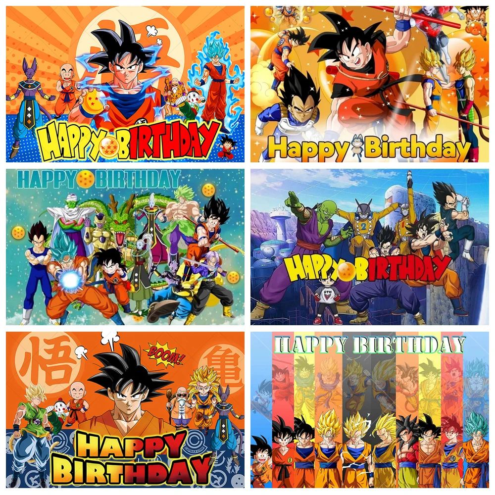 Cartoon Anime Dragon Ball Themen-Hintergrund Maßgefertigte Goku Kinder Jungen Geburtstagsparty Baby-Shower Dekoration Fotografie-Requisiten