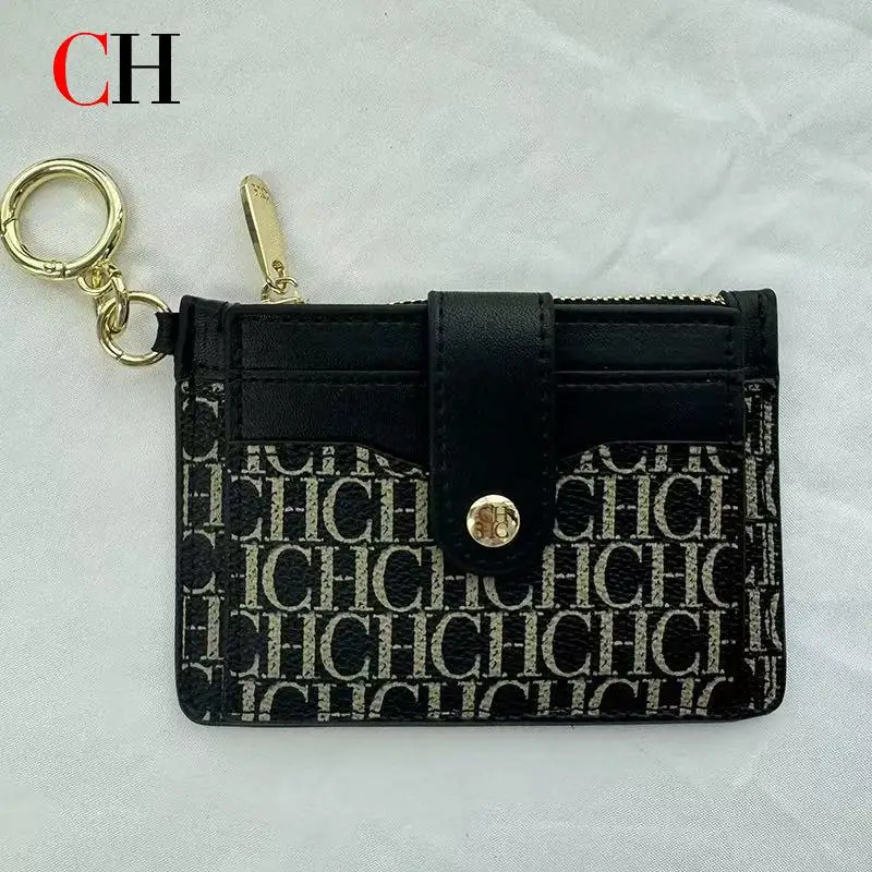 Ch feminino pequeno vintage carteira curta saco de dinheiro titular do cartão de crédito caso portátil moda couro do plutônio mini moeda bolsa
