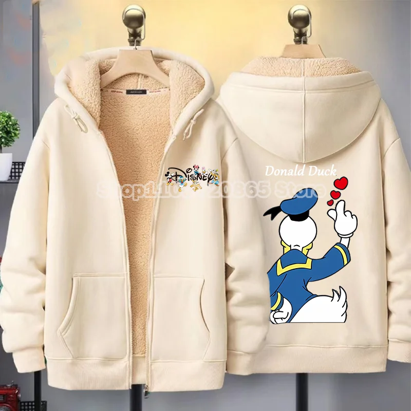 ميكي ماوس لامب سترة الخريف الشتاء ديزني الكرتون أنيمي معطف مريح دافئ مقنعين الرجال النساء زوجين مقنعين البلوز هدية #3