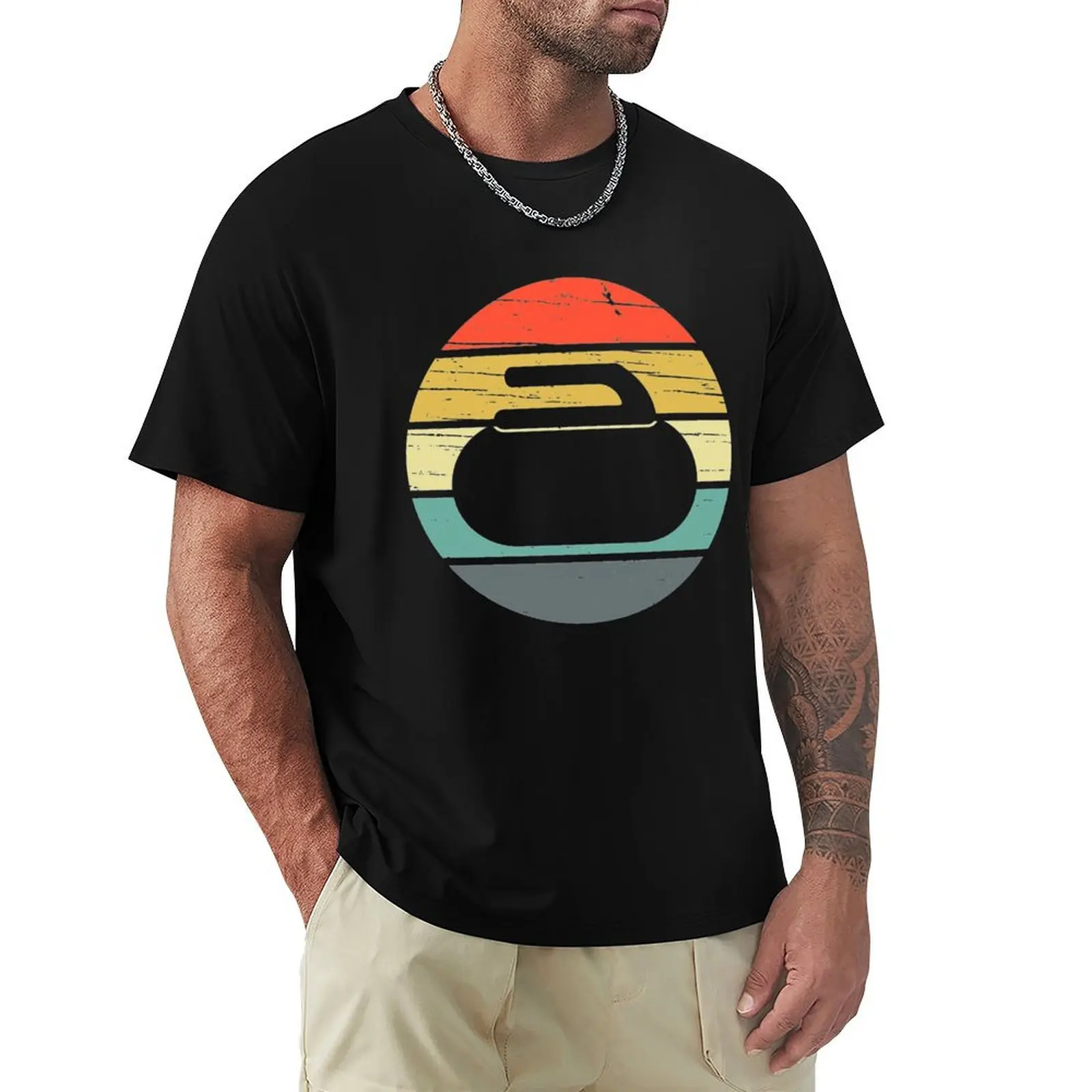 

Curling Vintage Retro T-Shirt funny costumes summer 2025 tshirts for men
