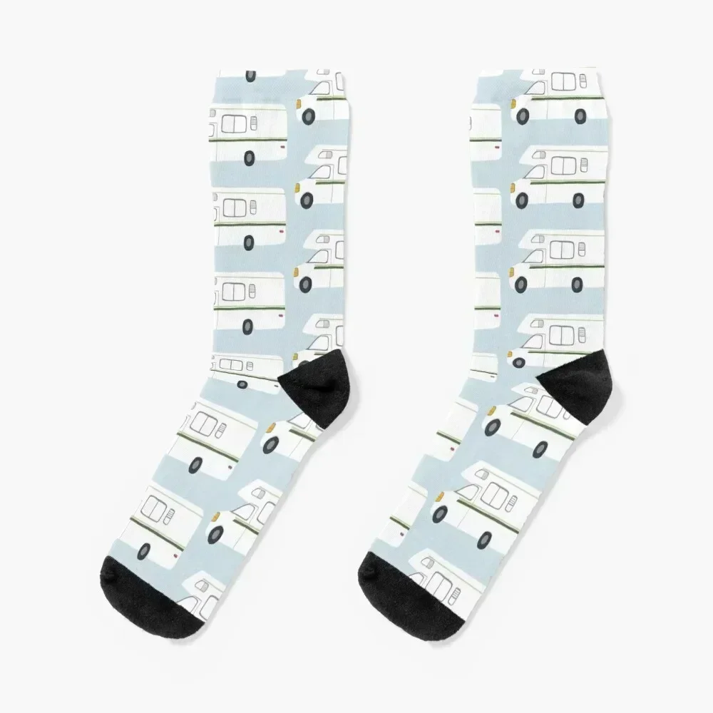 

Retro RV Motorhome Camper - green and blue Socks shoes funny gift japanese fashion happy Man Socks Women's