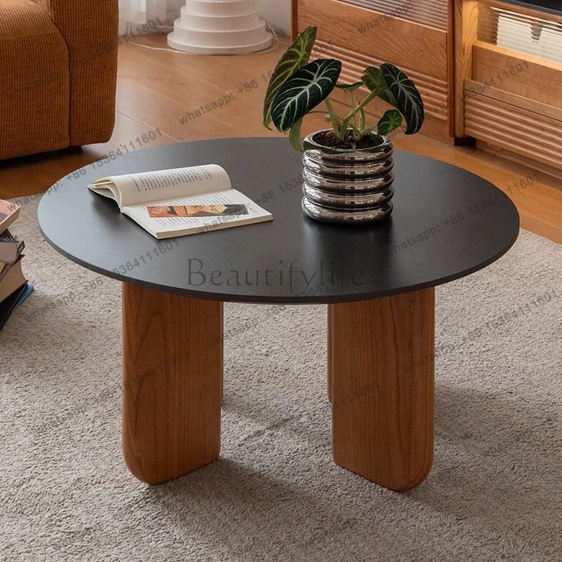 FG Nordic forest rock round table cherry wood rock slab round coffee table solid wood tea table