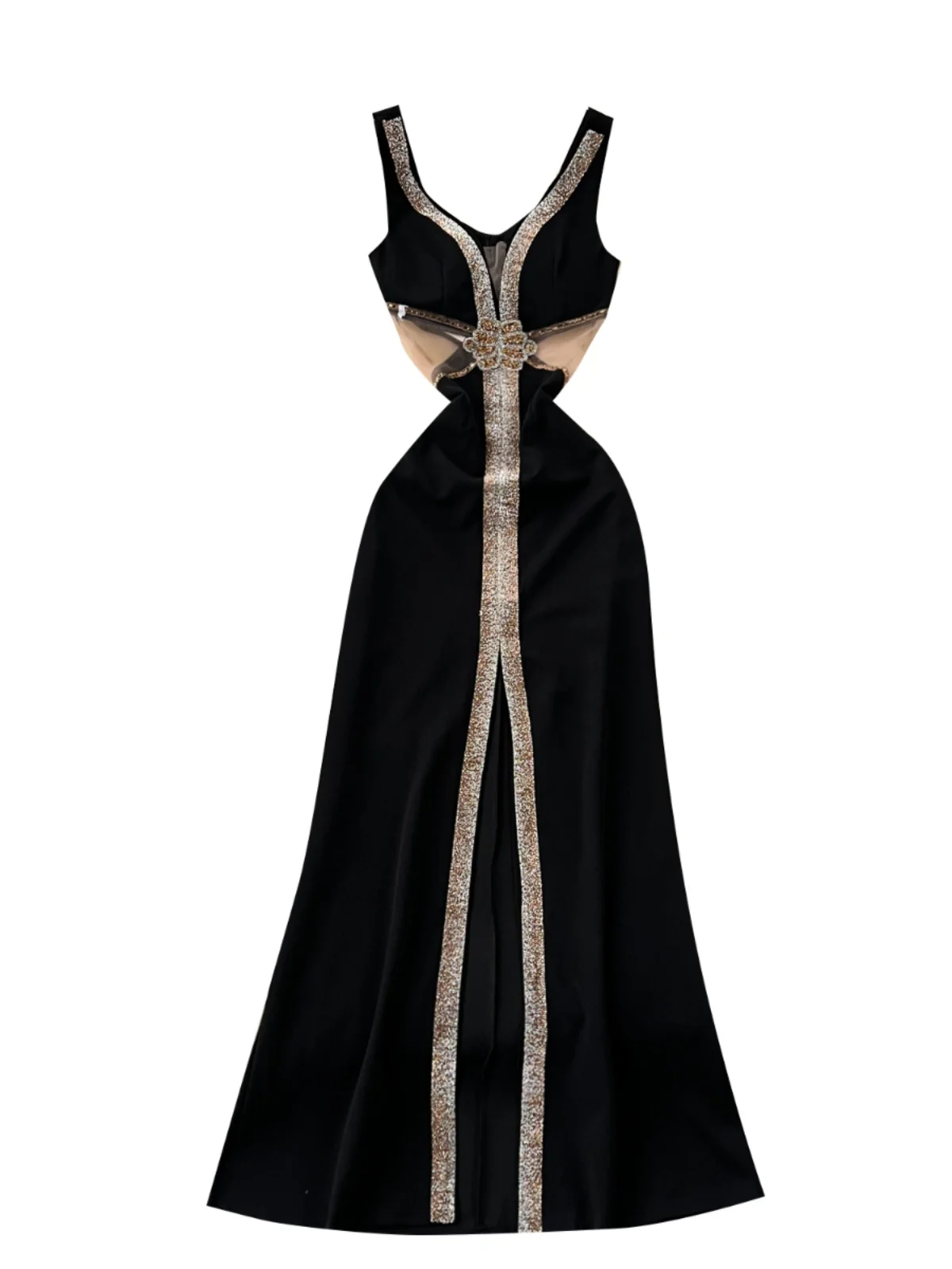 Ele เซ็กซี่ดูผ่าน Me Splice Fi-tail Dr ผู้หญิง High-end Faion ชุดราตรีเกาหลี Sle เดินทาง Dr