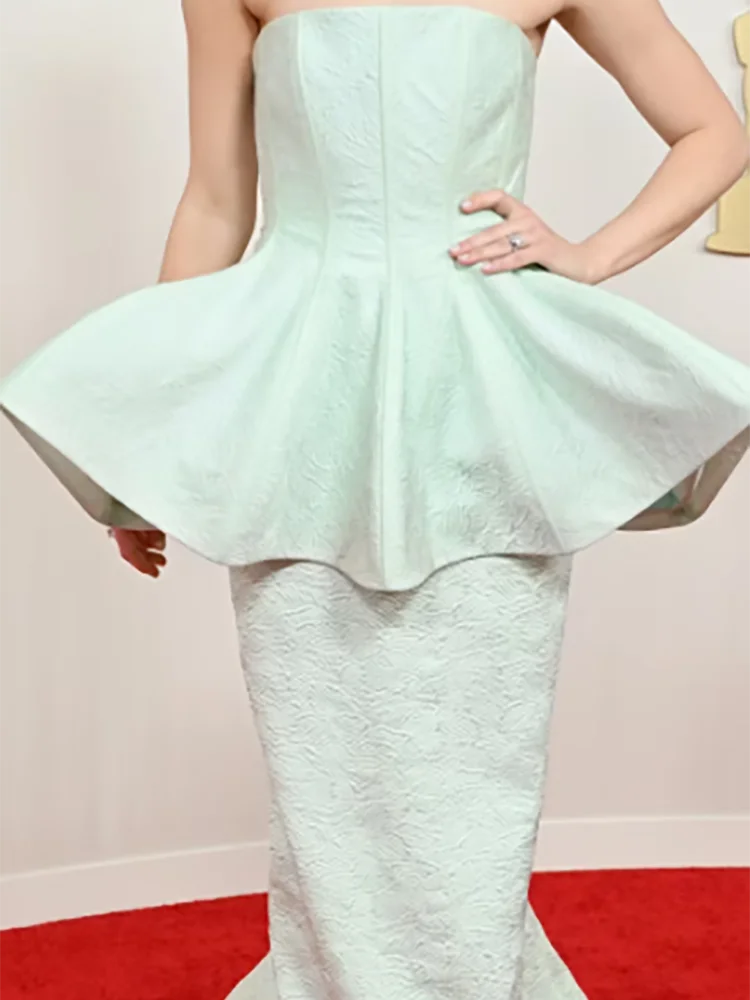 Robe de soirée sirène élégante, décolleté sans bretelles, sans manches, robe de célébrité personnalisée