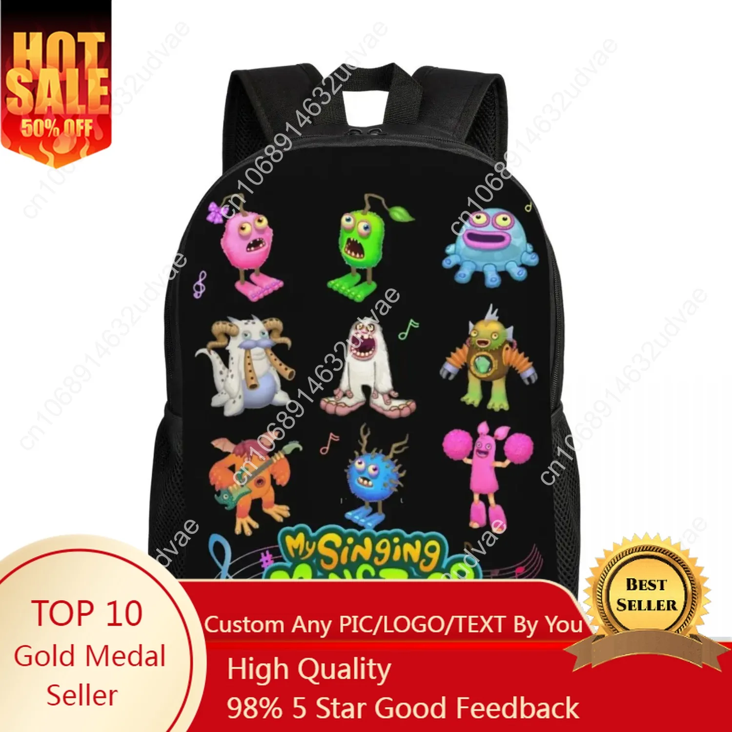 

My Singing Monsters Funny Games Backpack for Girls Boys Kids Lightweight School Bags for Toddlers Preschool