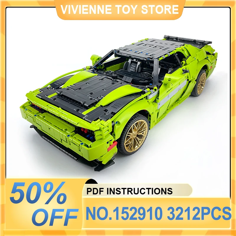 MOC-152910 Technical Green Super Sports Car Model Building Blocks Bricks Diy Assembel Puzzle Toy Birthdays Gifts