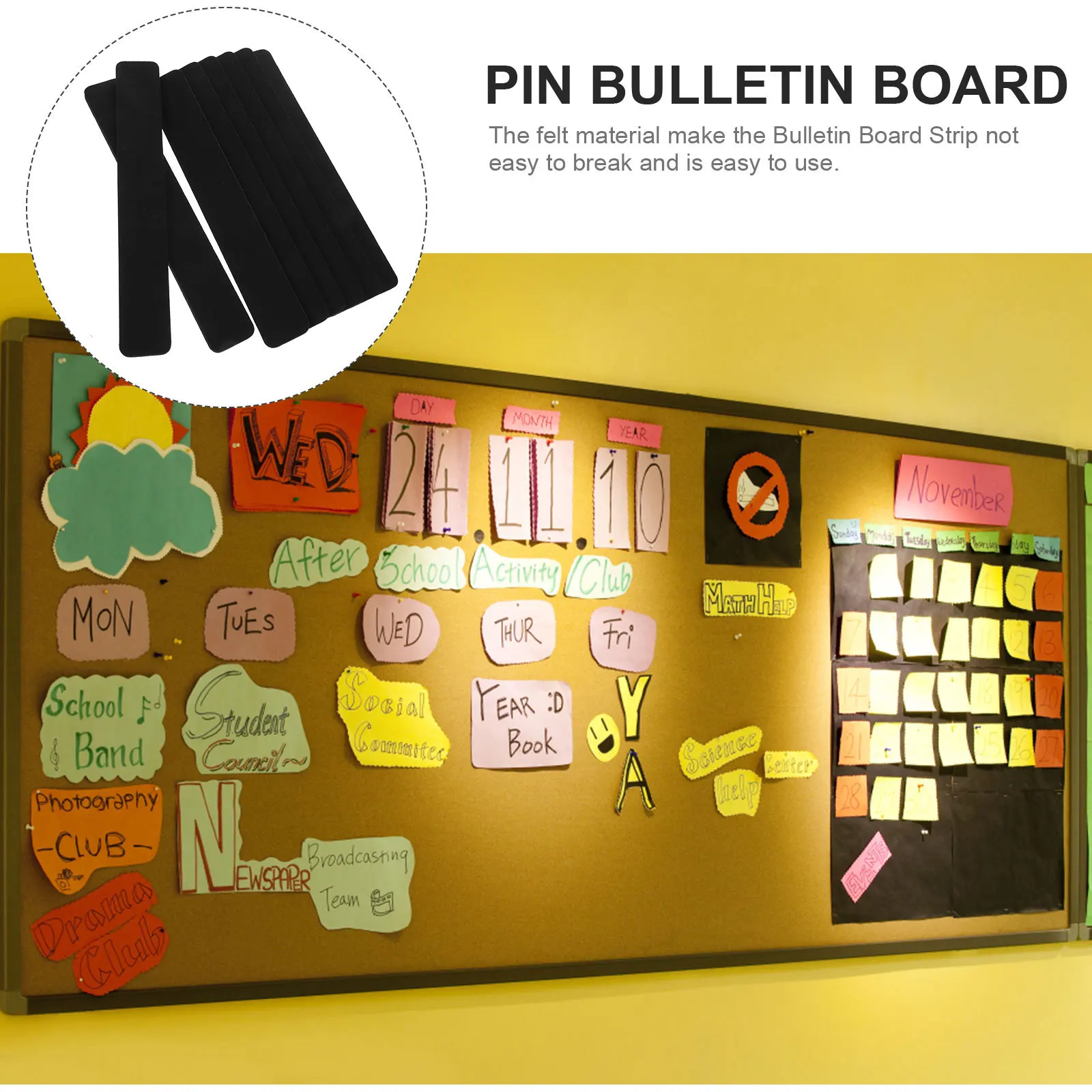 8 قطعة ورأى نشرة ذاتية اللصق لمكتب مكتب الفصول الدراسية بلاط الحائط لوحة الإعلانات جبل لوحة إبرية شريط أسود #2