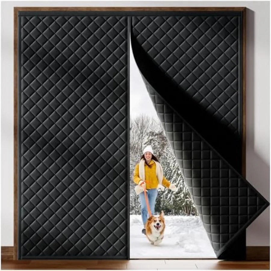 

Magnetic Thermal Insulated Curtain"", Quilted Oford Fabric Thicken Cotton Fill, Wter Cover Keep Cold Draft Out, Blanket Insulat