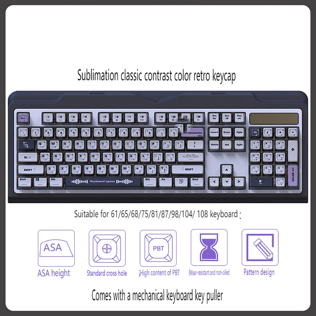 

116key Pudding Keycaps PBT Keycap ASA Profile Transparent Translucent Heat Press Sublimation Keycap For Mechanical Keyboard