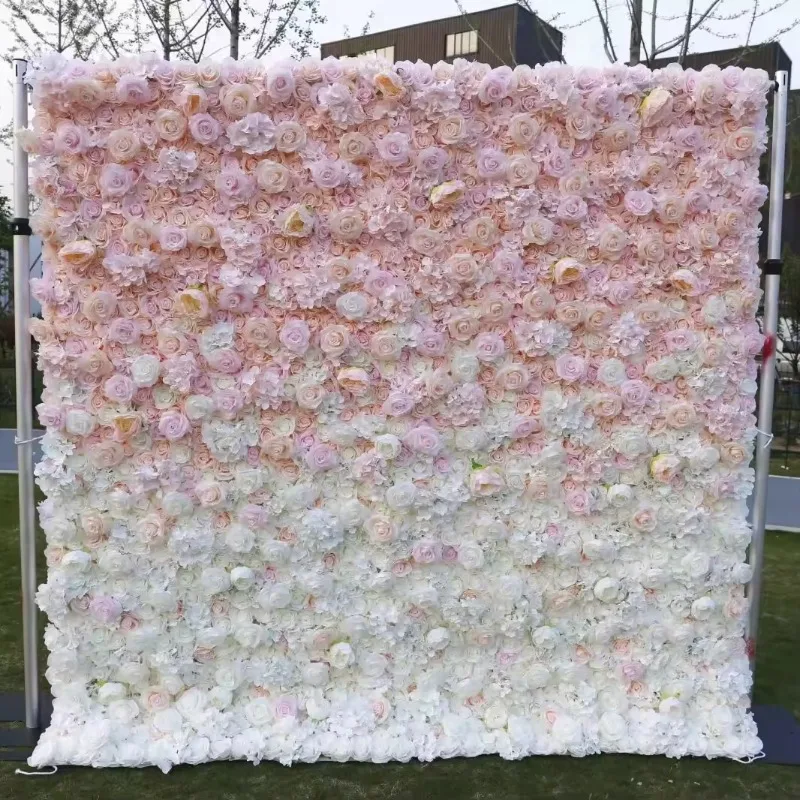 Pink Faux Flower Wall Panel Backdrop Flower Wall Backdrop 8ft x 8ft Flower Wall Wedding Stage Decoration