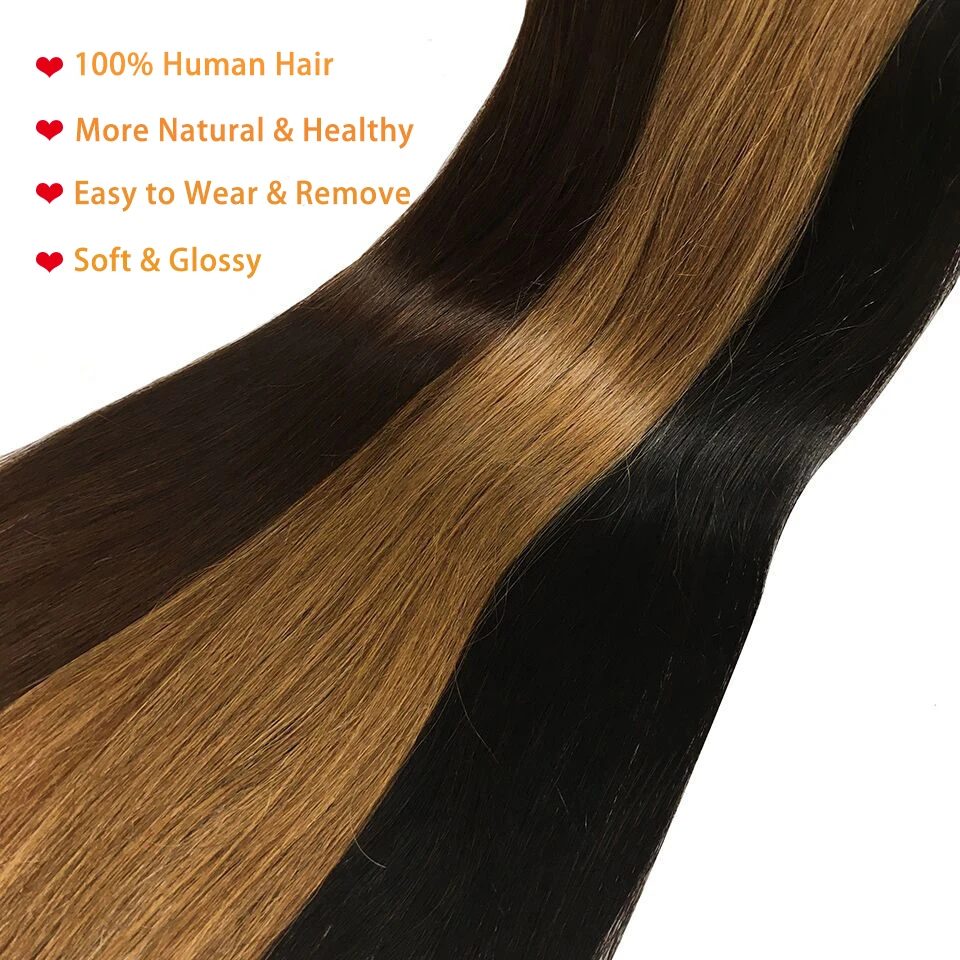 เทปผมต่อมนุษย์100% Remy Human Hair 16-26นิ้วตรงไม่มีรอยต่อผิว Weft กาวสำหรับสตรี