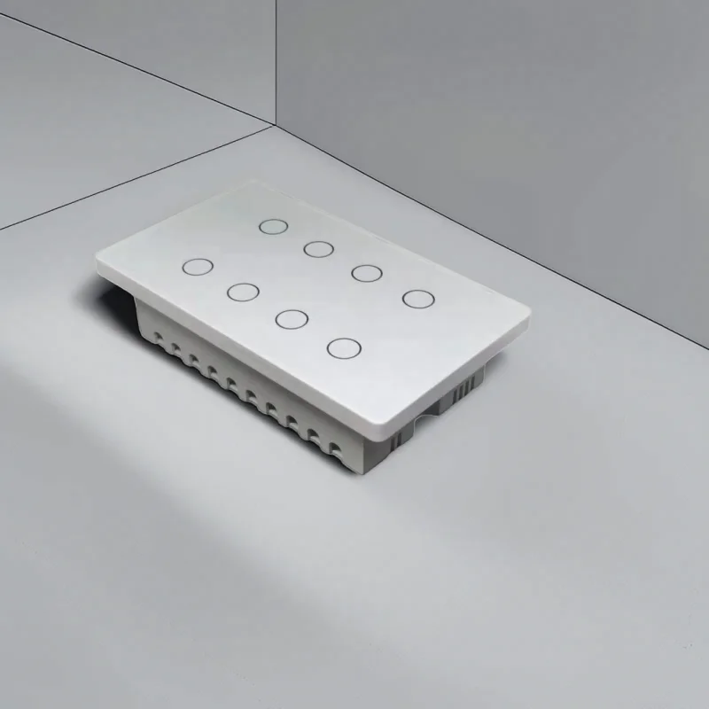 UK Wifi Wall Smart Home Switch Enclosure With Tempered Glass Panel 146*86 8 gang, Factory Sales