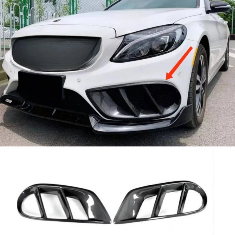 Suitable for Mercedes-Benz C-Class W205 Modification Upgrade B Carbon Fiber Front Bar Fog Light Frame Front trend