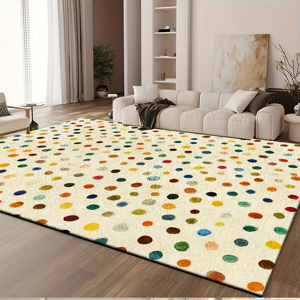 Colorful Polka‑Dot Kids Printed Area Rug, Soft Non‑Slip Washable Durable Floor Mat for Living Room, Bedroom, Study and Indoor