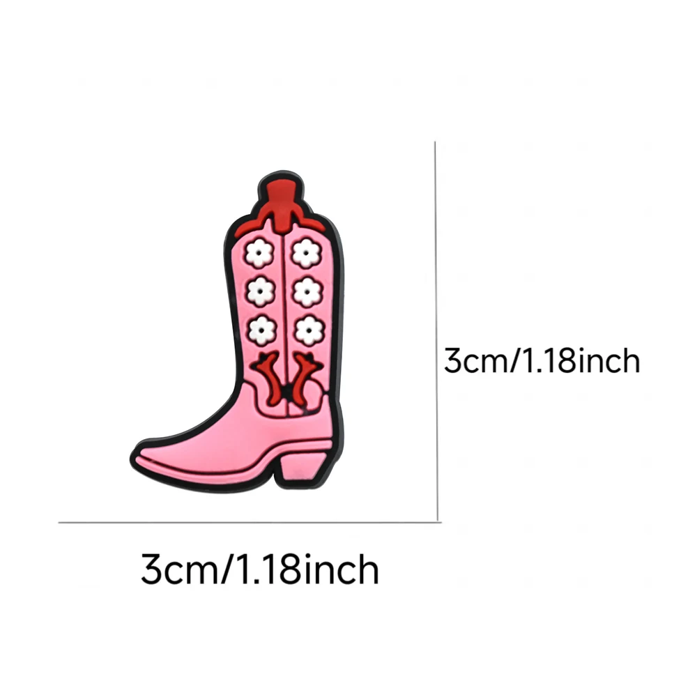 30pcs Cartoon Pink Cowboy Style Series PVC Shoe Accessories DIY Detachable Waterproof Creativity Fashion Party Gifts