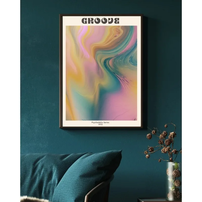 70s Psychedelic Aura Poster Hippie Vibes Nostalgic Throwback Gradient Rainbow Canvas Painting Retro Wall Art Room Home Decor #5