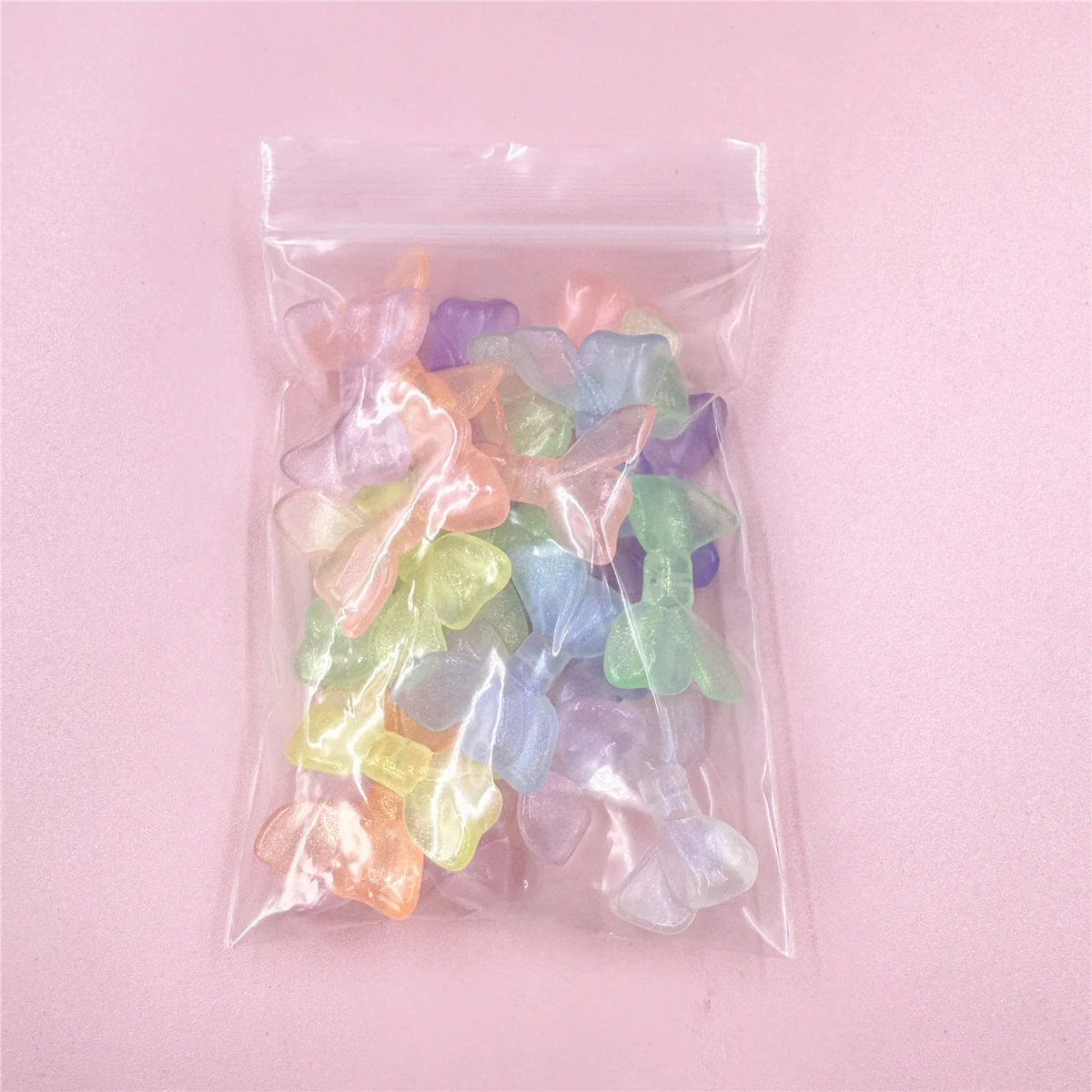 20Pcs/bag 24mm*34mm Sparkling Acrylic Transparent Big Bow Beads Material DIY Bracelet Necklace Hair Pendants Accessories