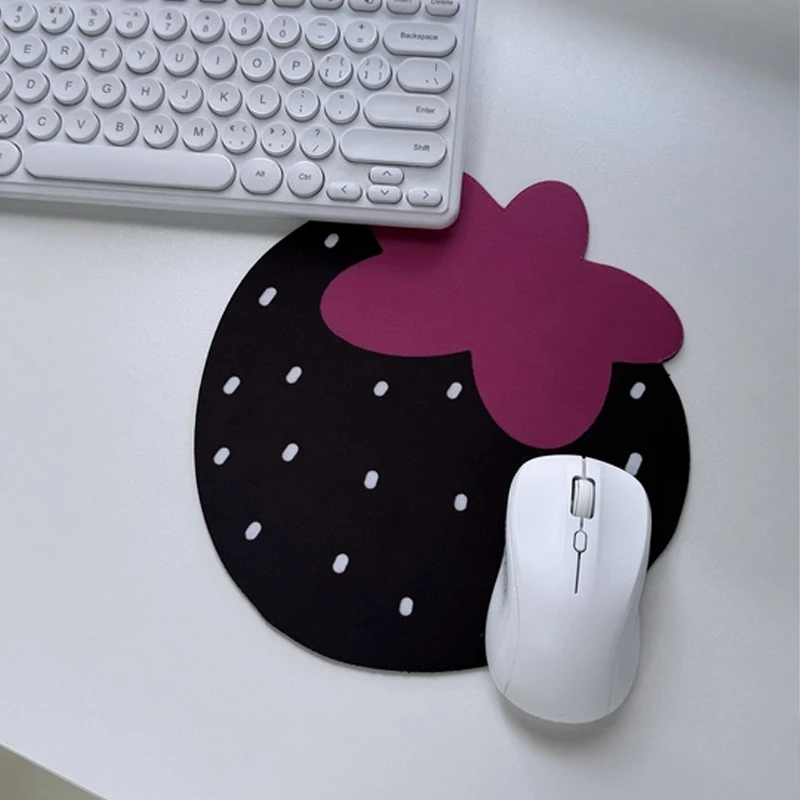 PC Small Keyboard Table Mats Mouse Pad Strawberry Black Pink Mousepad Computer Mat Cute Gaming Office Accessories Rug Portable