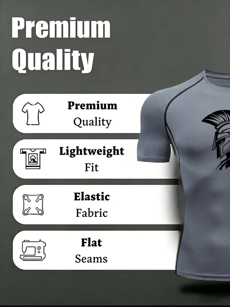 스파르탄 헬멧 2026 남성 스포츠 티셔츠 트레이닝 컴프레션 반팔 래쉬가드 남성용 운동 티셔츠 러닝 운동 티셔츠