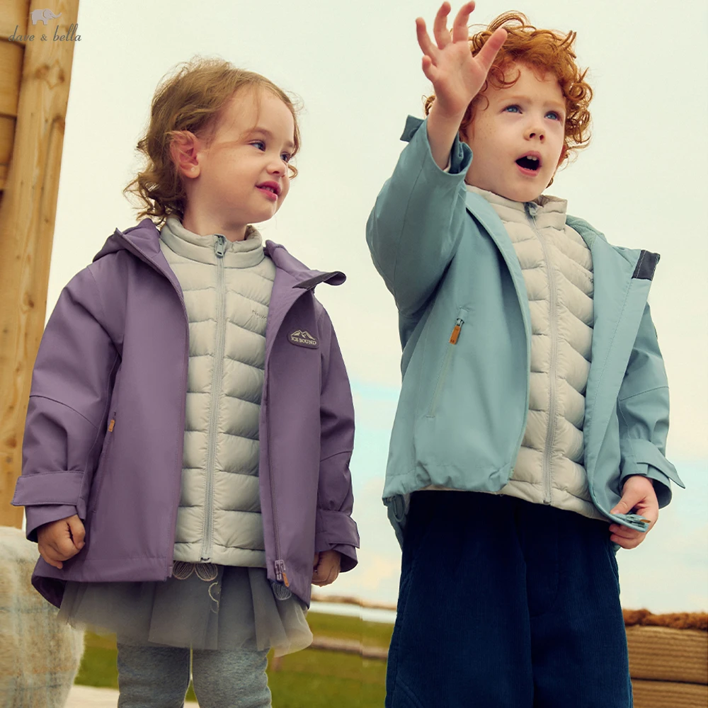 Dave Bella Boys Girls White Down Parka Jacket Children 2PCS Winter Warm Down Coats +Waterproof Outwear Clothes DB4264883