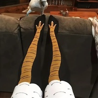 1 Pair Women Knee Length Chicken Leg Socks For Halloween Fun Cartoon Crazy Chicken Leg Sweating Breathable Comfortable Socks