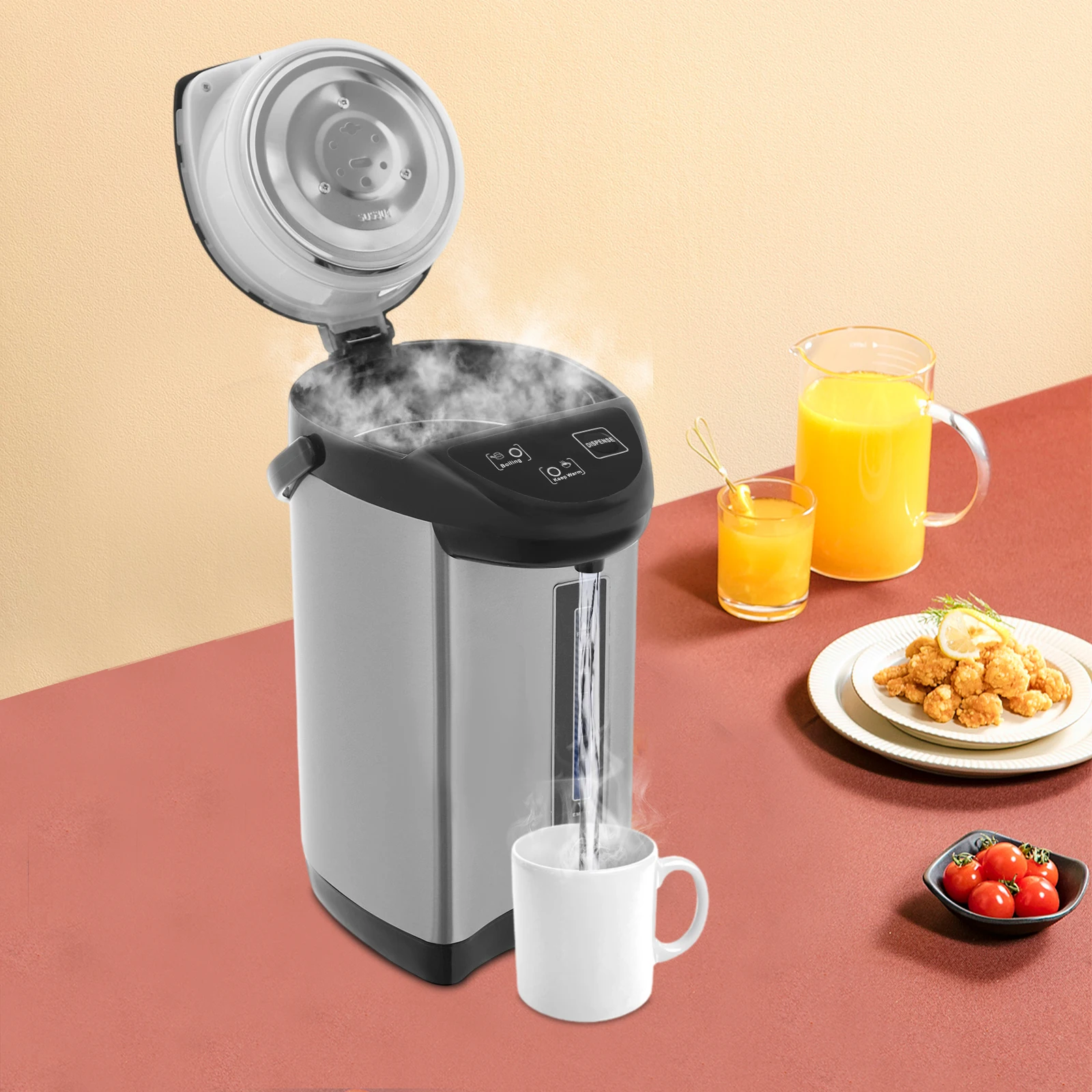 

Электрический водонагреватель, емкость 4 л, быстрое кипячение 110 В по 20 минут, портативная ручка для удобного переноски, сетка фильтра из нержавеющей стали