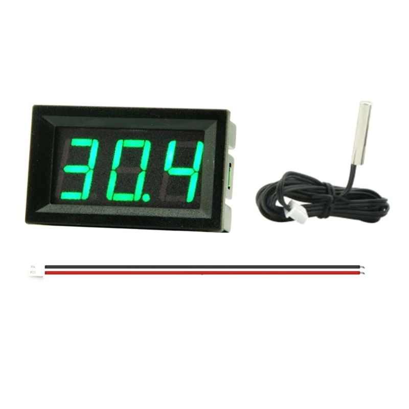 High Accuracy Thermometer -50℃-120℃ Digital Thermometer Single Display 4-30V with 100cm Metal Probe for Car Room Indoor