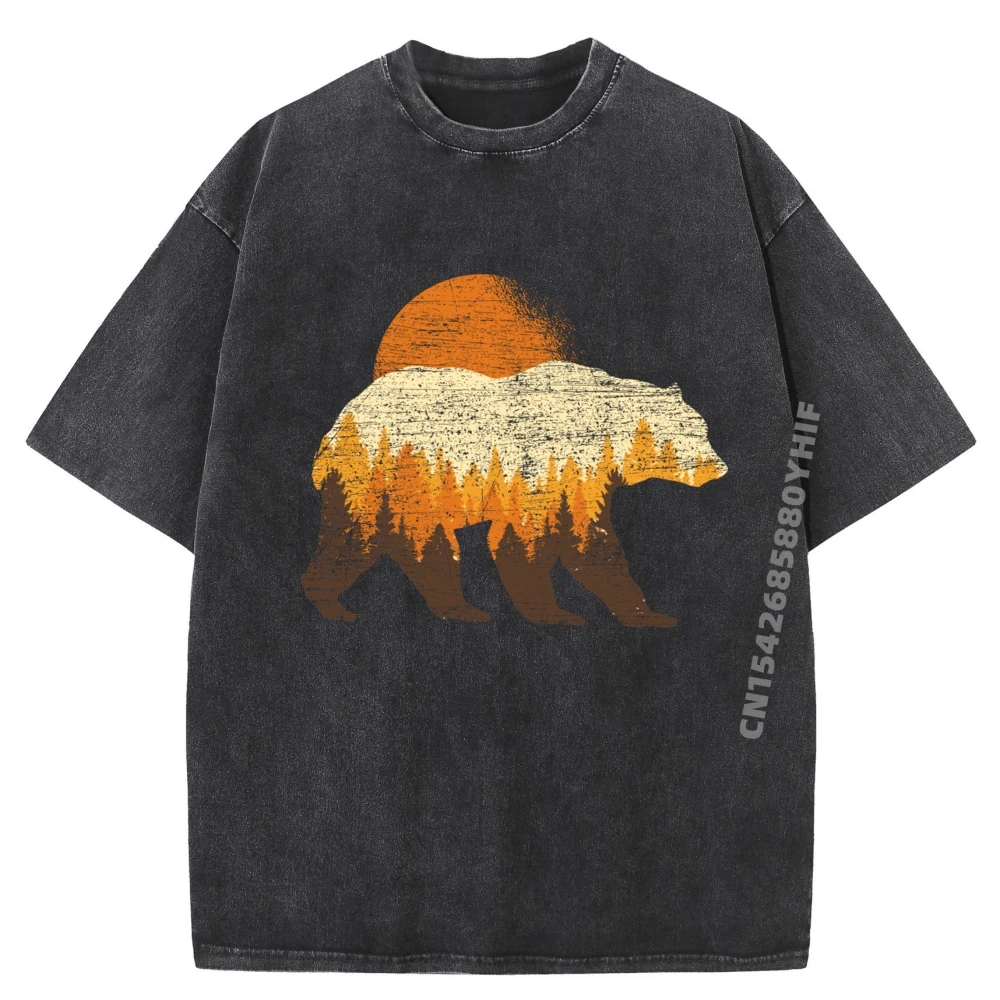 

Full Moon Trees Harajuku Mens Graphic Camiseta Masculina Retro Washed Shirt Mens Classic Printed Clothes